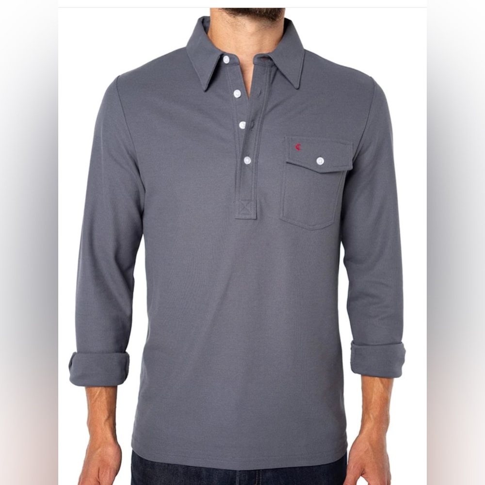 Criquet mens long sleeve players shirt  size XXL cuffed  color "blue steel"